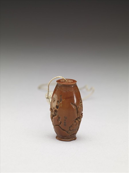 橄欖核雕松下高士扇墜