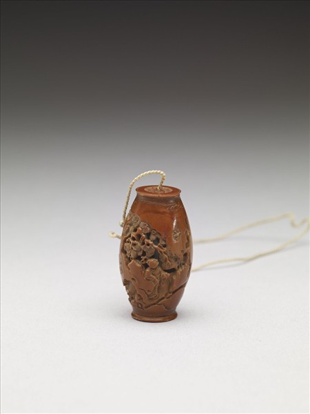 橄欖核雕松下高士扇墜