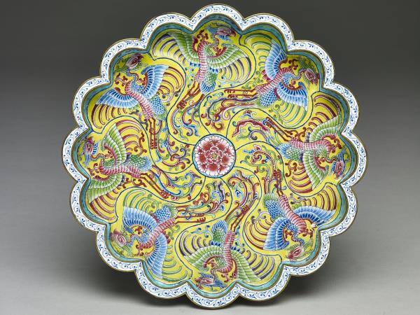 銅胎畫琺瑯鳳紋盤