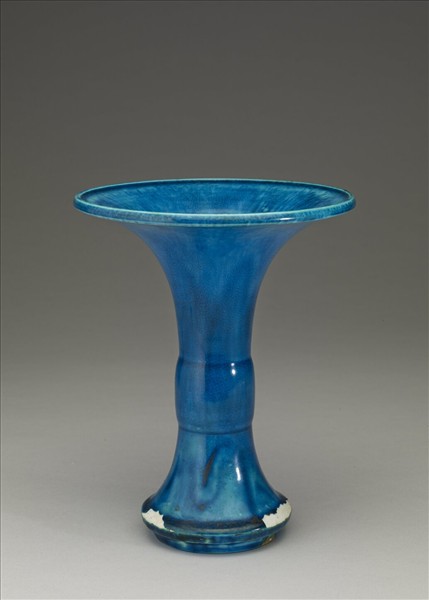 孔雀綠花觚 (附木座)