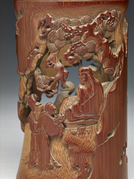 竹雕達摩故事筆筒