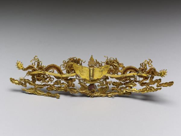 金纍絲點翠嵌珠寶雙龍戲珠簪