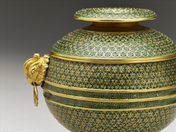 金胎掐絲琺瑯鳳耳豆