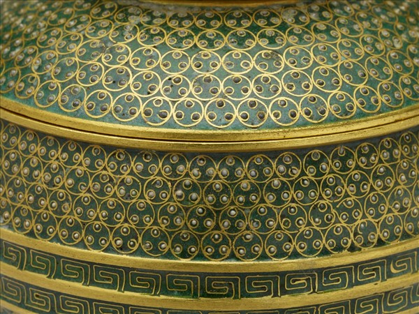 金胎掐絲琺瑯鳳耳豆