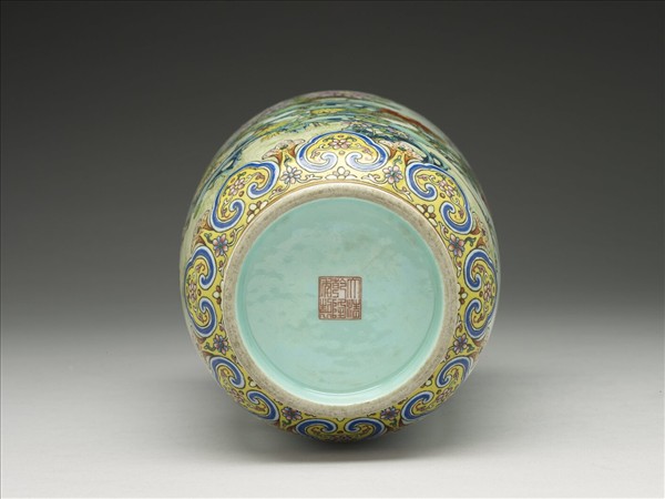 粉彩秋菊鵪鶉圖蓋罐