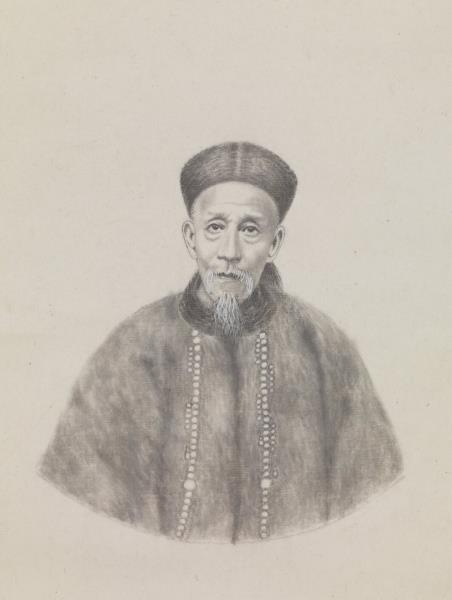 民國齊白石畫文勤公像王闓運贊　軸