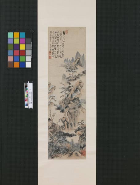 清石濤黃山潔空金碧圖　軸