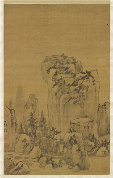 明羅牧山水四屏　軸