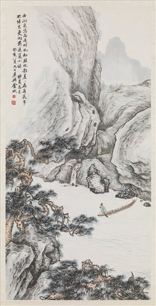 民國金城松溪渡舟　軸