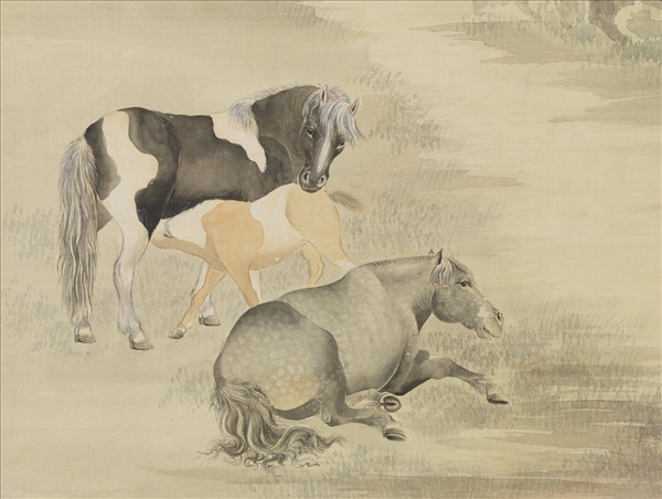 民國張善孖走馬看花　軸