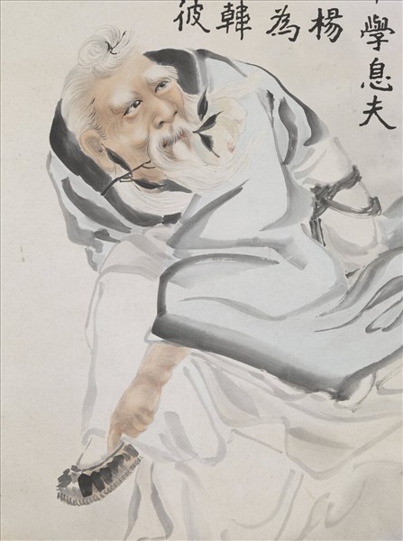 民國張善孖東方朔　軸