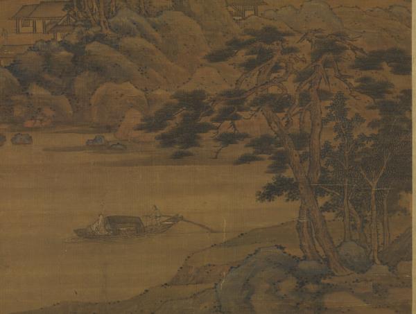 元趙雍江山放艇圖　軸