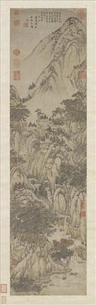 元馬琬秋山行旅　軸