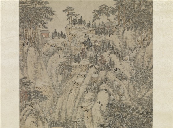 元馬琬秋山行旅　軸