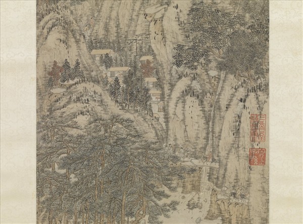 元馬琬秋山行旅　軸