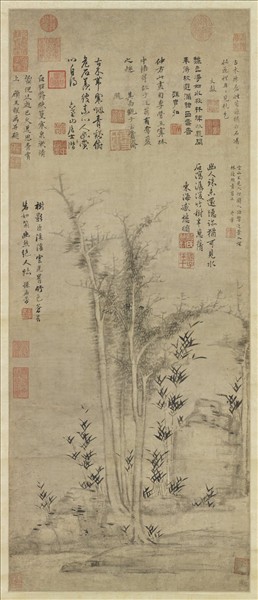 明顧正誼雲林樹石　軸