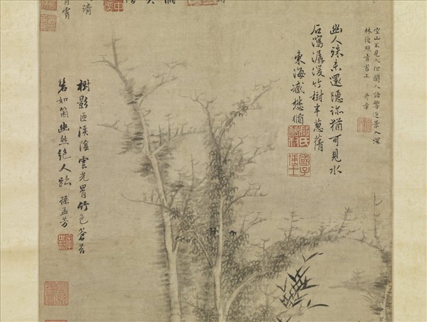 明顧正誼雲林樹石　軸