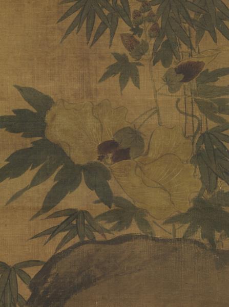 明周之冕花竹鵪鶉　軸