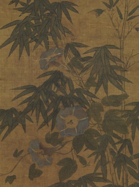 明周之冕花竹鵪鶉　軸