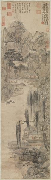 元張雨仿鄭虔林亭秋爽圖　軸