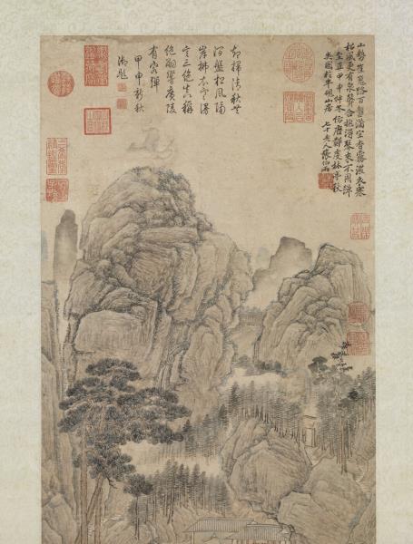 元張雨仿鄭虔林亭秋爽圖　軸