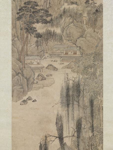 元張雨仿鄭虔林亭秋爽圖　軸