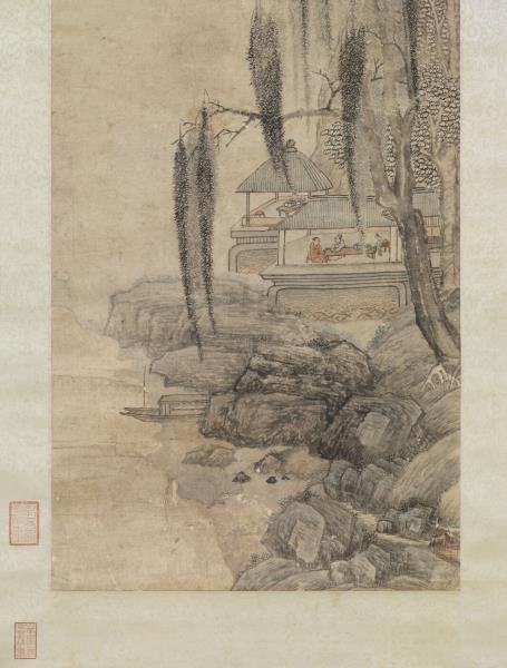 元張雨仿鄭虔林亭秋爽圖　軸