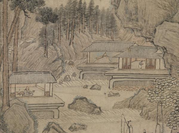 元張雨仿鄭虔林亭秋爽圖　軸