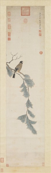 明談志伊松禽圖　軸