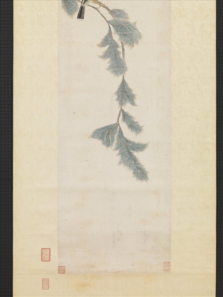 明談志伊松禽圖　軸