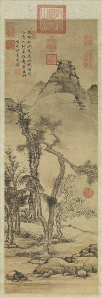 明項聖謨踈林秋雨　軸