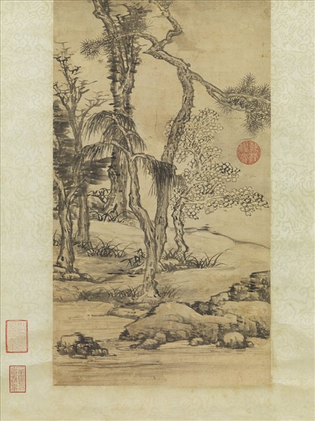 明項聖謨踈林秋雨　軸