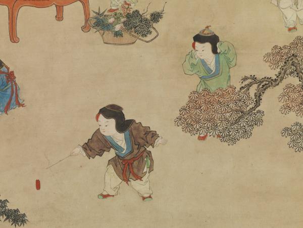 清姚文瀚歲朝歡慶圖　軸