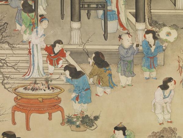 清姚文瀚歲朝歡慶圖　軸