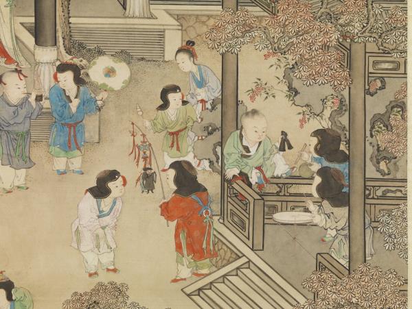 清姚文瀚歲朝歡慶圖　軸