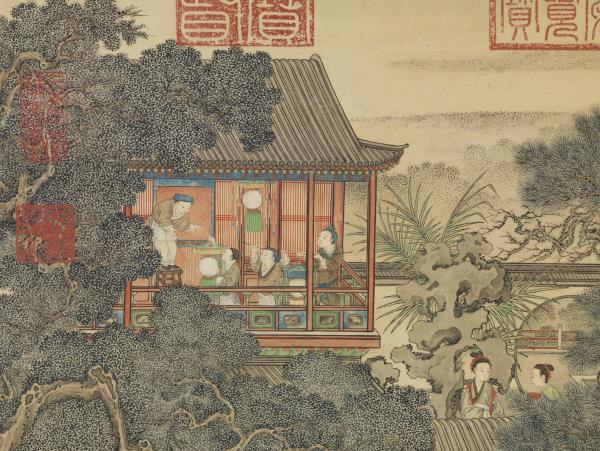 清姚文瀚歲朝歡慶圖　軸