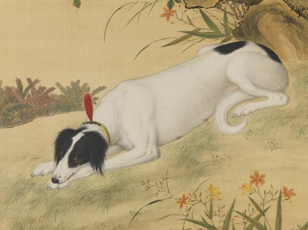 清郎世寧畫十駿犬驀空鵲　軸