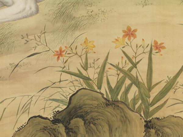 清郎世寧畫十駿犬驀空鵲　軸