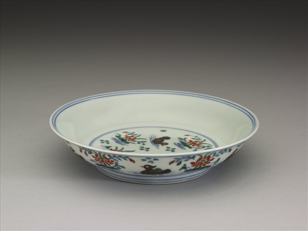 鬥彩蓮塘鴛鴦盤