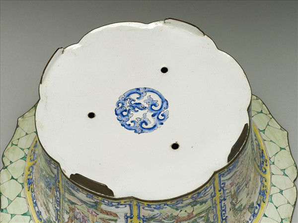 銅胎畫琺瑯仙人「福祿壽」花盆