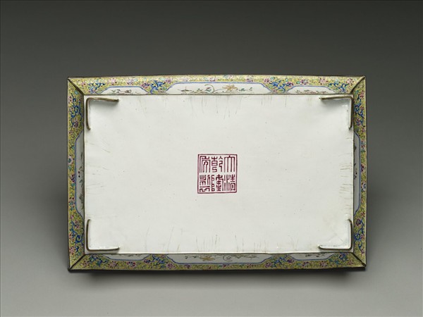 銅胎畫琺瑯花卉長方花盆