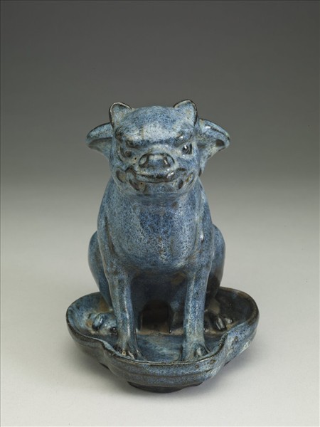 石灣窯 天藍釉犬形花盆