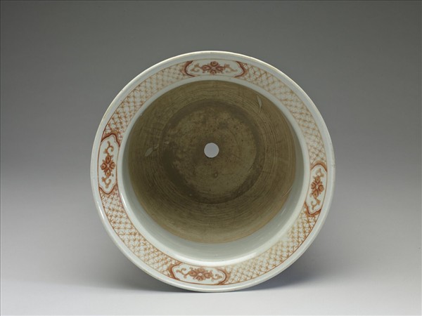 粉彩黃地福壽紋盆