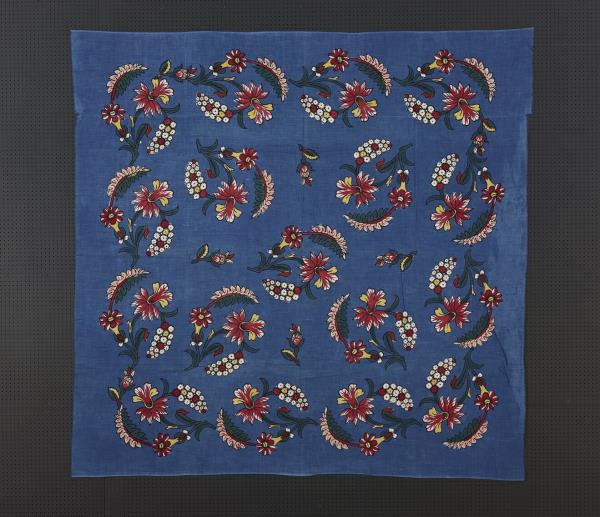 土耳其 藍地折枝花印染布