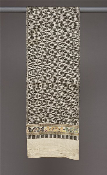 寮國 靛藍菱形迴紋長披巾