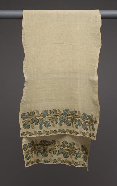 土耳其 白亞麻地金線刺繡花卉紋長巾