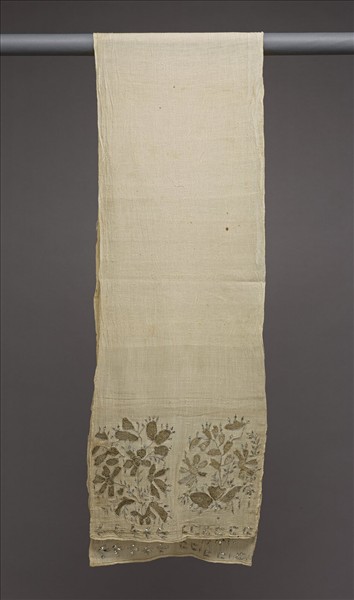 土耳其 金線刺繡花卉紋亞麻長巾