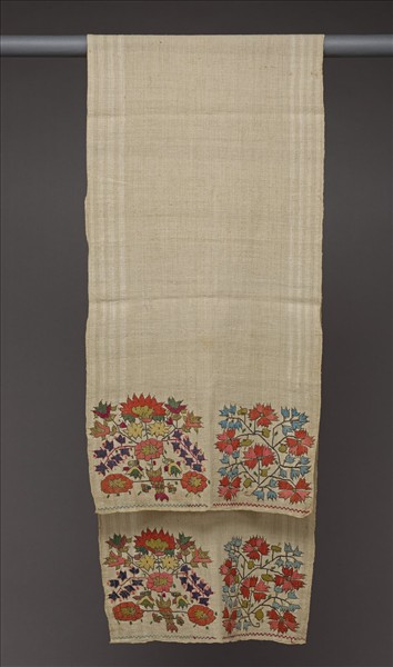 土耳其 亞麻地花束紋刺繡巾