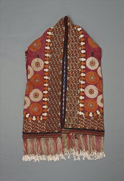 土庫曼 橙地多彩蘇紮尼刺繡蓋頭衣