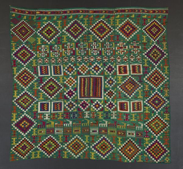 伊朗 綠地多彩菱紋蓋頭巾